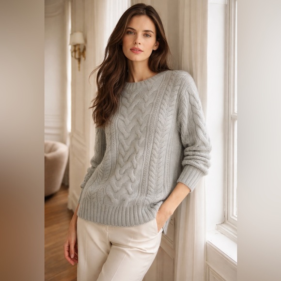 J. Crew Sweaters - J. Crew Soft Mint Green Lambswool & Angora Cable Knit Sweater M